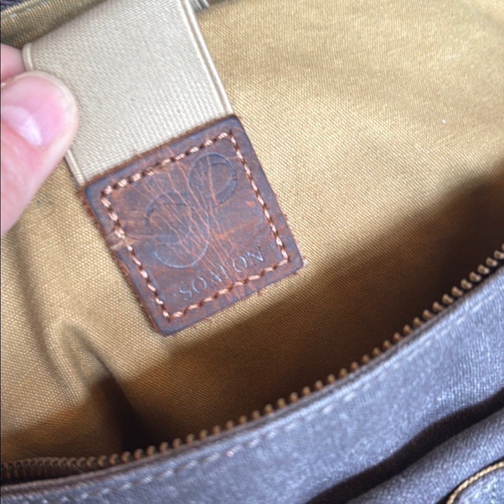 Waxed Canvas Messenger Bag with Leather Accents - Picture 9 of 13